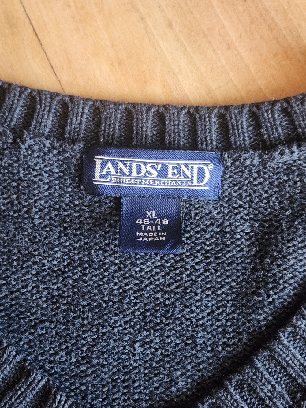 Lands' End Men's Textured Grey Crewneck Sweater